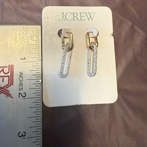 NWT J. Crew Gold/Silver Pavé crystal link earrings - Picture 4 of 6